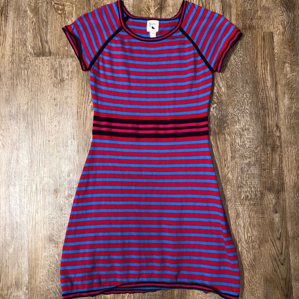 Yumi Knitwear 6/8 striped cotton sweater dress